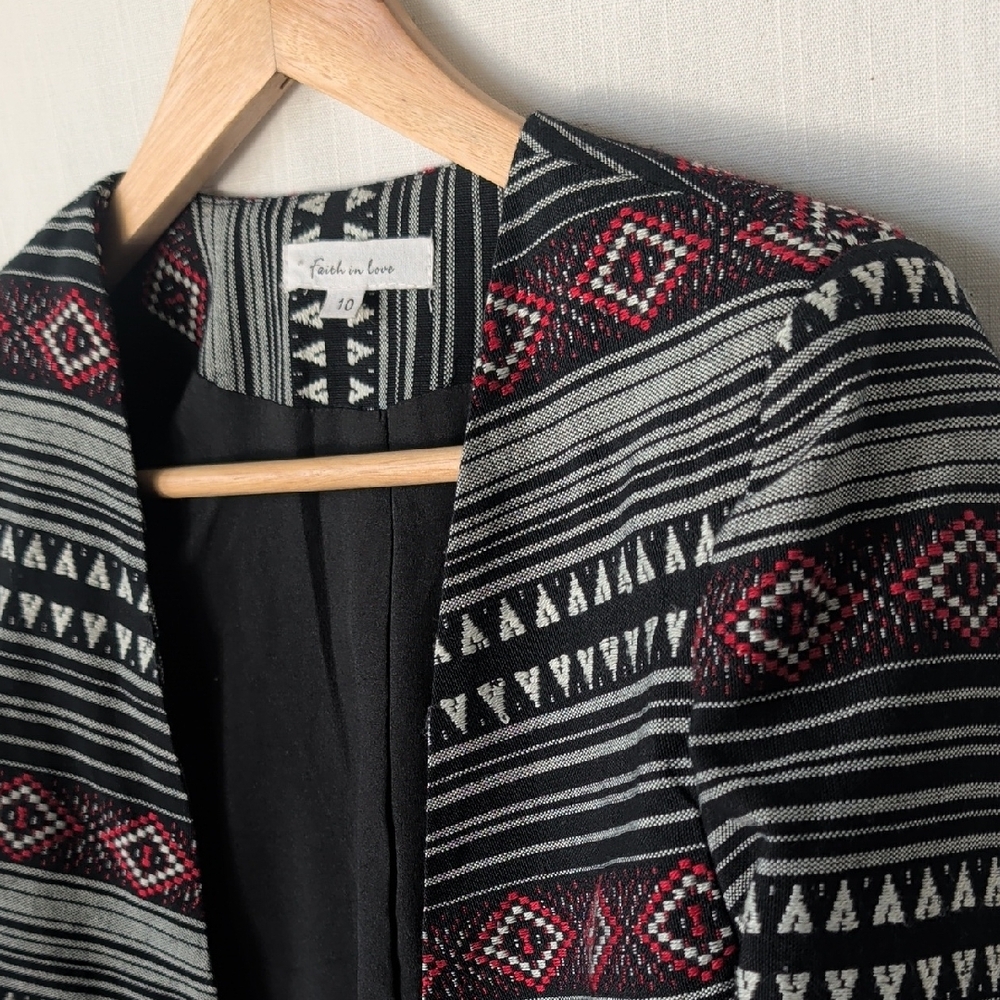 Aztec Black And White Blazer With Red Accents - image 6